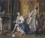 Francois Boucher Lady Fastening her Garter oil